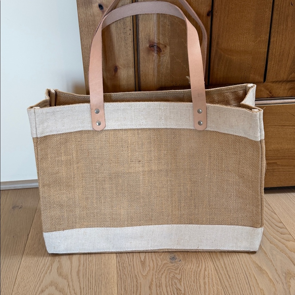 NEW Fresh Market Jute Tote Bag - Natural with Pink Handles - Picture 7 of 7